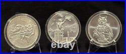 3 Cat Series 1 Troy Ounce. 999 Fine Silver Rounds From Intaglio Mint