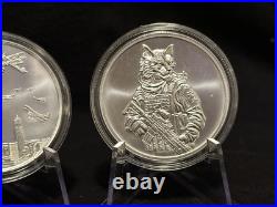 3 Cat Series 1 Troy Ounce. 999 Fine Silver Rounds From Intaglio Mint