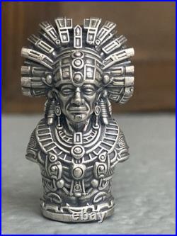 3 Oz. 999 Fine Silver Mayan Warrior Bust Hand Poured Round Bullion Coin