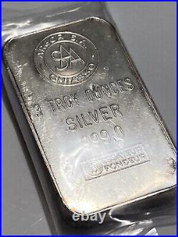 3 Oz Fine Silver Bullion (. 999) Vintage Bar ARGOR S. A. CHIASSO ESSAYEUR