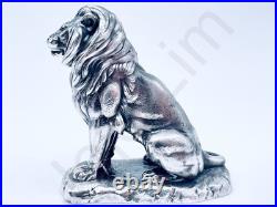 3 Oz. Hand Poured Silver Bar. 999+ Fine Zodiac Leo Lion Cast Bullion 3D Statue