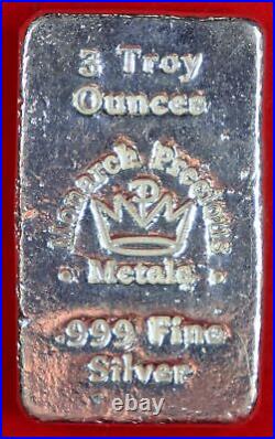3 Troy Ounce Silver Bar Monarch Precious Metals. 999 Fine Silver