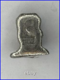3 Troy Oz Laughing Face MK Barz. 999 Fine Silver Sand Cast 3 Troy Oz Laughing Face MK Barz. 999 Fine Silver Sand Cast