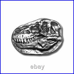 3 oz. 999 Fine Silver Bar T Rex Dinosaur Fossil Skull- IN STOCK