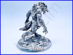 3 oz Hand Poured Pure 99.9% Silver Bar 999 Fine Werewolf Bullion 3D Statue