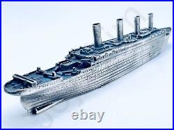 3 oz Hand Poured Pure Silver Bar. 999+ Fine Titanic Ship Cast Bullion Statue