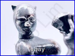 3 oz Hand Poured Silver Bar. 999+ Fine Cat Woman Ingot Art 3D Cast Ingot Bullion