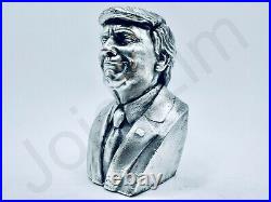 3 oz Hand Poured Silver Bar. 999 Fine Donald Trump DJT Cast Bullion Art Statue