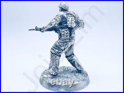 3 oz Hand Poured Silver Bar. 999 Fine Heavy Gunner Soldier 3D Cast Art Bullion