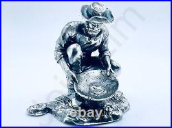 3 oz Hand Poured Silver Bar. 999 Fine Prospector Cast Ingot Art Bullion Statue