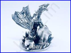 3 oz Hand Poured Silver Bar 999 Fine Statue Crystal Dragon 3D Cast Art Bullion