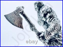 3 oz Hand Poured Silver Bar. 999 Fine Statue Eivor Viking 3D Cast Art Bullion