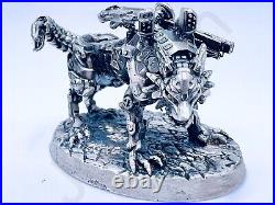 3 oz Hand Poured Silver Bar Cyber Wolf Ingot Cast Bullion. 999+ Fine 3D Statue