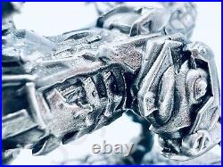 3 oz Hand Poured Silver Bar Cyber Wolf Ingot Cast Bullion. 999+ Fine 3D Statue