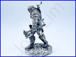 3 oz Hand Poured Silver Bar Pure. 999 Fine Eivor Viking v2 Bullion 3D Statue
