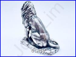 3 oz Hand Poured Silver Bar Pure. 999+ Fine Zodiac Leo Lion Bullion 3D Statue