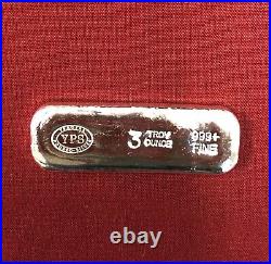 3 oz Yeager's Poured Silver 999+ Fine silver bullion Bar LIVE