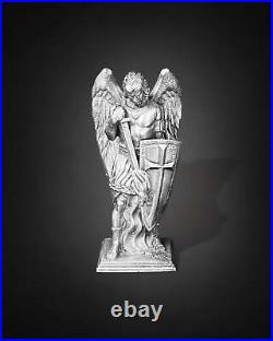 3oz Archangel Michael V2 Statue Hand-Poured Pure Silver Art. 999 Fine Silver