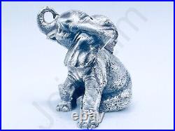 3oz Hand Poured Silver Bar 999+ Fine Baby Elephant Cast Bullion Ingot Art Statue