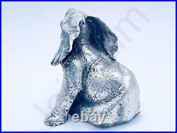3oz Hand Poured Silver Bar 999+ Fine Baby Elephant Cast Bullion Ingot Art Statue