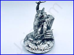 4.2 oz Hand Poured Silver Bar. 999+ Fine Spartan Attack Cast Bullion Art Statue