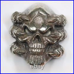 4.5 oz. 999 Fine Silver Antiqued Skull by Pit Bullion