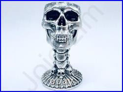 4.8 oz Hand Poured 99.9% Pure Silver Skull Cup/Chalice Bullion 999 Fine Statue