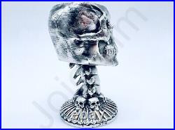 4.8 oz Hand Poured 99.9% Pure Silver Skull Cup/Chalice Bullion 999 Fine Statue