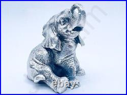 4.9 oz Hand Poured Silver Bar. 999+ Fine Baby Elephant Cast Bullion Art Statue