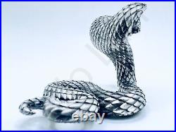 4.9 oz Hand Poured Silver Bar 999 Fine Cobra Snake Bullion 3D Art Ingot Statue