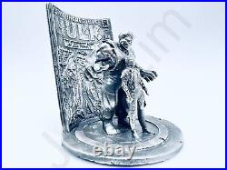 4.9 oz Hand Poured Silver Bar. 999 Fine Hulk Comic Cast Bullion Ingot Art Statue