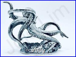 4.9 oz Hand Poured Silver Bar. 999+ Fine Kraken Cast Ingot Art Bullion Statue
