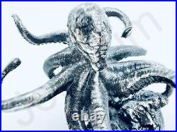 4.9 oz Hand Poured Silver Bar. 999+ Fine Kraken Cast Ingot Art Bullion Statue