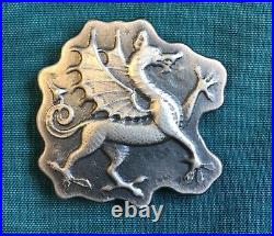4oz YPS Dragon 999 fine silver bar by Yeager's Poured Silver with Patina finish