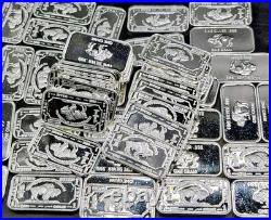 50 Bulk Lot 1 Gram Silver Bars. 999 Fine Bullion Buffalo Design