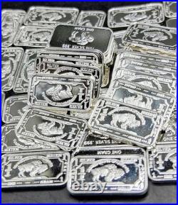50 Bulk Lot 1 Gram Silver Bars. 999 Fine Bullion Buffalo Design