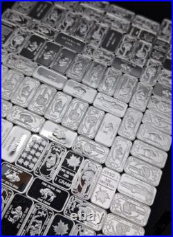 (50x) Pure. 999 Fine Silver Bar Premium Rare New Bullion Estate Lot Designs