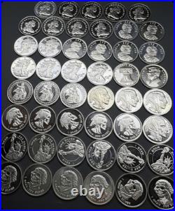 (50x) Rounds Pure. 999 Fine Silver Premium Rare New Bullion Estate Lot Designs