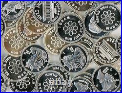(50x) Rounds Pure. 999 Fine Silver Premium Rare New Bullion Estate Lot Designs