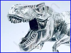 5.2 oz Hand Poured Silver Bar. 999 Fine Rex T-Rex Dinosaur 3D Cast Art Bullion