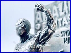 5.4 oz Hand Poured Silver Bar. 999+ Fine Spider-Man 3D Cast Art Bullion Statue