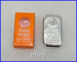 5 Troy Ounces oz Cast-Poured. 999 Silver Bar Fine Mint