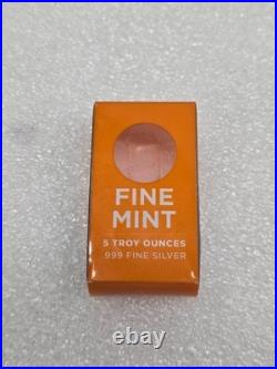 5 Troy Ounces oz Cast-Poured. 999 Silver Bar Fine Mint