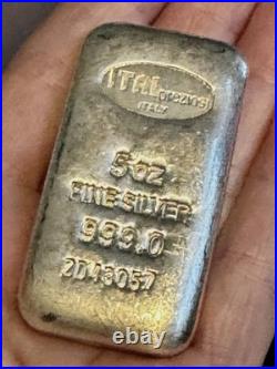 5 Troy oz 999.0 Fine Silver Bar hallmarked ITAL PREZIOS Italy