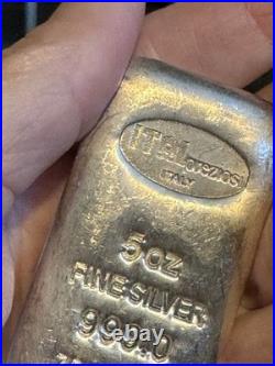 5 Troy oz 999.0 Fine Silver Bar hallmarked ITAL PREZIOS Italy