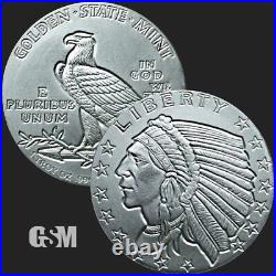 5 X 1 oz. 999 Fine Silver Rounds Incuse Indian Design Uncirculated IN STOCK
