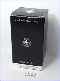 5 X 5oz. Scottsdale Mint. 999 Fine Silver Stacker Rounds (Original Packaging)