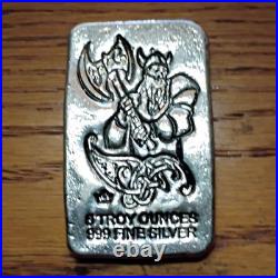 5 oz. 999 Fine SILVER Bar Viking Warrior Design Bullion 5oz Total