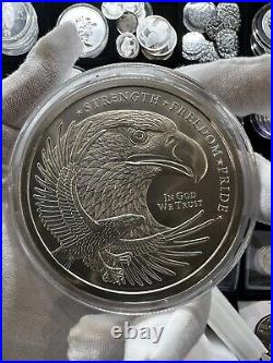 5 oz. 999 Fine Silver Double Eagle Round Strength, Freedom, & Pride In Capsule