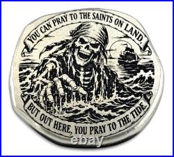 5 oz. 999 Fine Silver Pray to the Tide Cob Style Adamo Techne USA